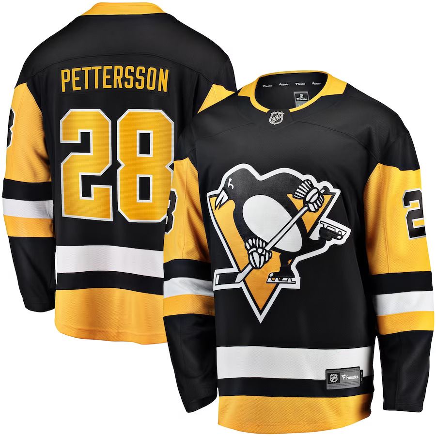 Men Pittsburgh Penguins #28 Marcus Pettersson Black Fanatics Branded Home Breakaway Player NHL Jersey